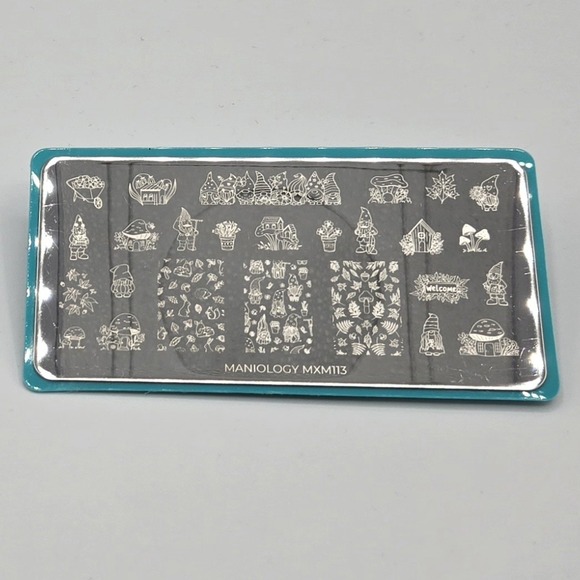 Maniology Other - Maniology nail art stamping plate MXM113 resin art craft garden gnomes mushrooms